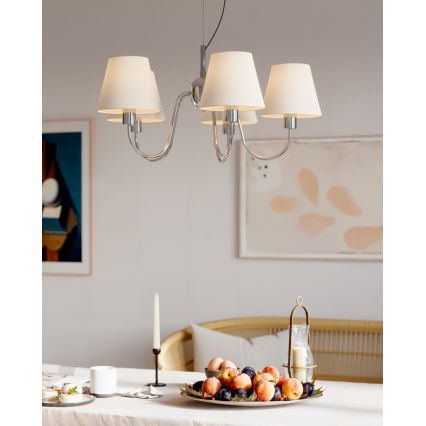 ByRydens - Pendellampa på vajer LYNF 5xE14/8W/230V polerad krom/vit