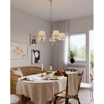 ByRydens - Pendellampa på vajer LYNF 5xE14/8W/230V polerad krom/vit