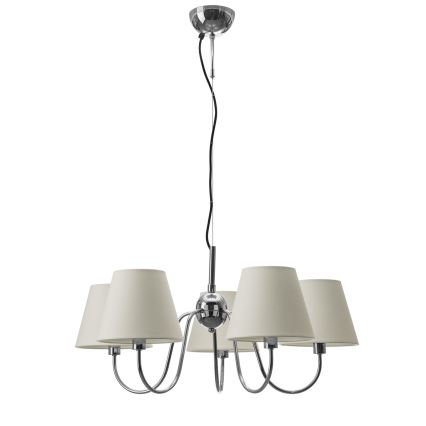 ByRydens - Pendellampa på vajer LYNF 5xE14/8W/230V polerad krom/vit