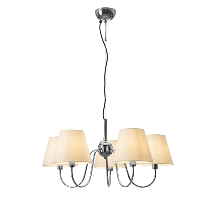 ByRydens - Pendellampa på vajer LYNF 5xE14/8W/230V polerad krom/vit