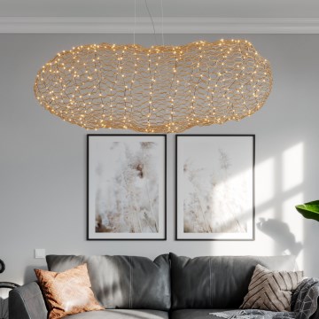 ByRydens - LED ljuskrona med textilsladd HAYDEN LED/20W/230V guld