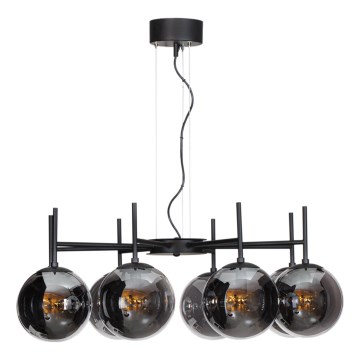 ByRydens - Ljuskrona med textilsladd BOYLE 8xE27/5W/230V rökig/svart diameter 83 cm