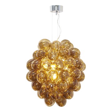 ByRydens - Ljuskrona med textilsladd DELUXE 4xE14/5W/230V rökig/brun diameter 64 cm