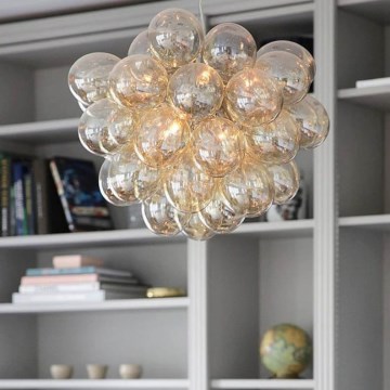 ByRydens - Ljuskrona med textilsladd GROSS 8xG9/4W/230V rökig/brun diameter 50 cm