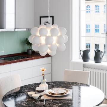 ByRydens - Ljuskrona med textilsladd GROSS 8xG9/4W/230V vit diameter 50 cm