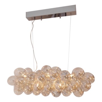 ByRydens - Ljuskrona med textilsladd GROSS BAR 8xG9/4W/230V rökig/brun