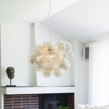 ByRydens - Ljuskrona med textilsladd GROSS GRANDE 8xG9/4W/230V rökig/brun diameter 62 cm