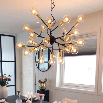 ByRydens - Ljuskrona med textilsladd HEROES 24xE27/5W/230V svart diameter 80 cm