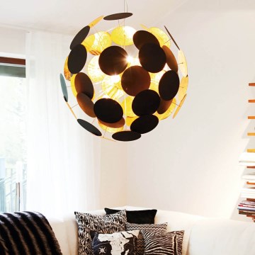 ByRydens - Ljuskrona med textilsladd PLANET 4xE14/5W/230V svart/guld diameter 50 cm