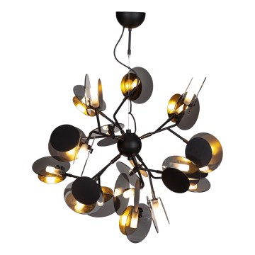 ByRydens - Ljuskrona med textilsladd TURNO 18xG9/4W/230V guld/svart diameter 80 cm