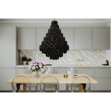 ByRydens - Ljuskrona på kedja MONARQUE GRANDE 11xE14/5W/230V svart diameter 58 cm