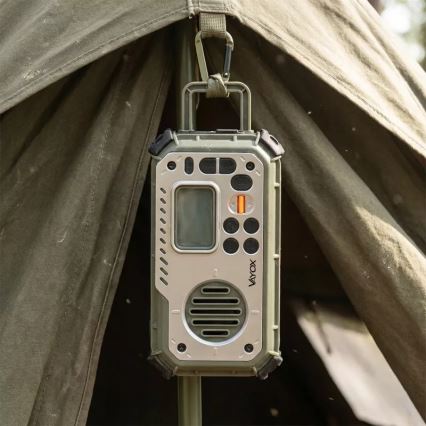 Campingradio med vev, solpanel och LED-ficklampa med powerbankfunktion 5V/3xAAA/2000 mAh IPX4 grön