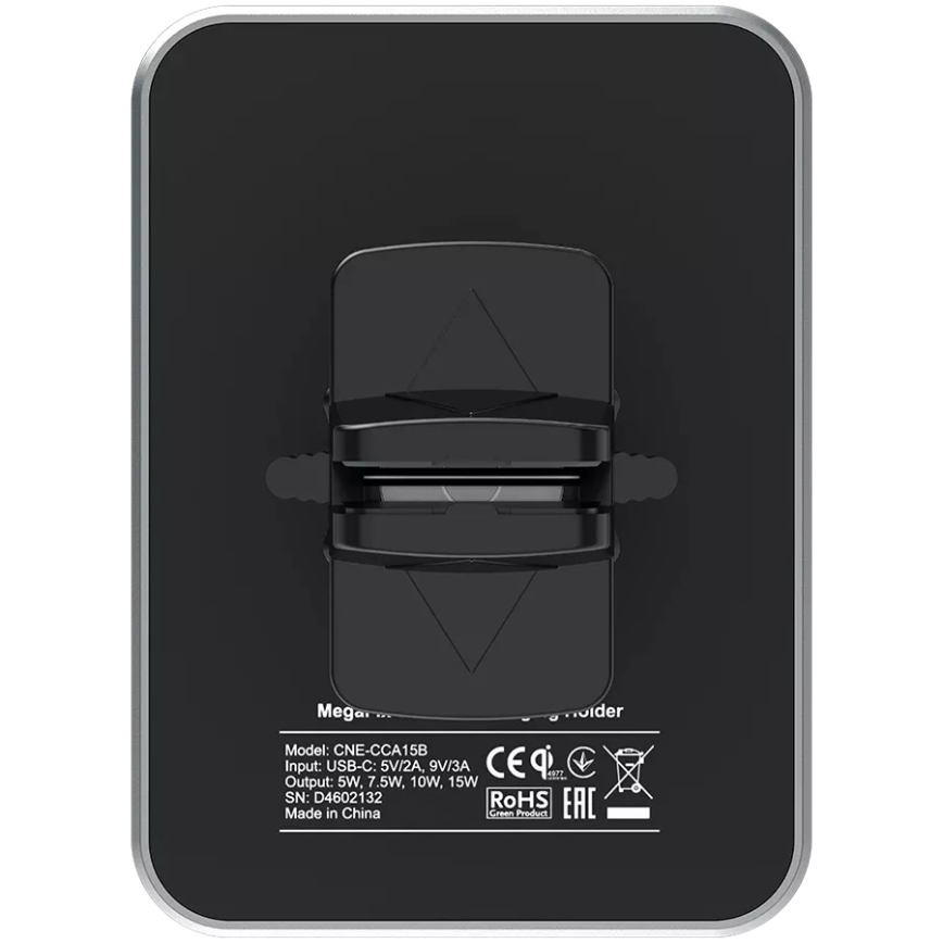 Canyon - Magnetisk bilhållare för telefon med Qi 5V trådlös laddningsfunktion, fyrkantig, svart