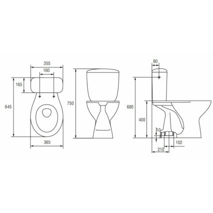 Cersanit K08-029 - Golvstående toalettstol med sits PRESIDENT, keramik/vit