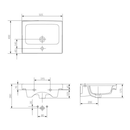 Cersanit K114-005 - Infälld tvättställ CREA 40x50,5 cm keramik/blank vit