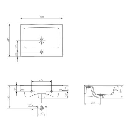 Cersanit K114-006 - Infällt handfat CREA 44,5x60 cm keramik/blank vit
