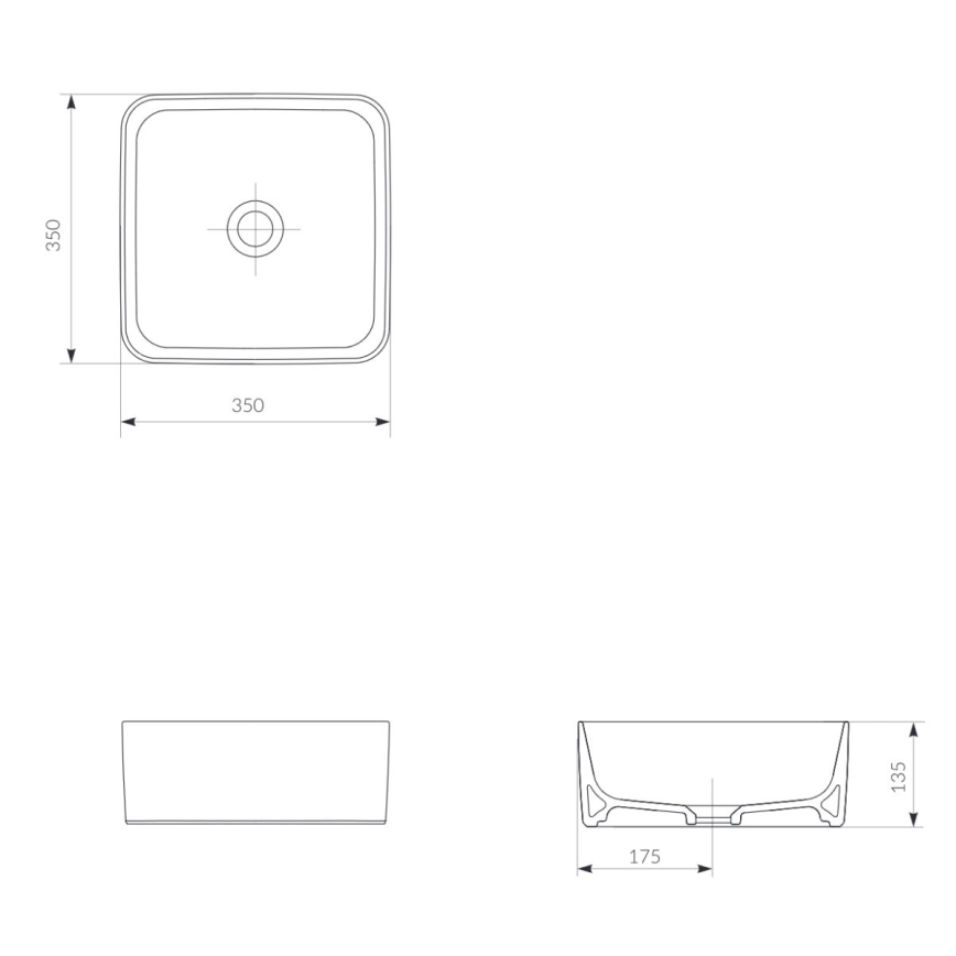 Cersanit K114-007-ECO - Tvättställ för bänkskiva CREA 35x35 cm keramik/glänsande vit