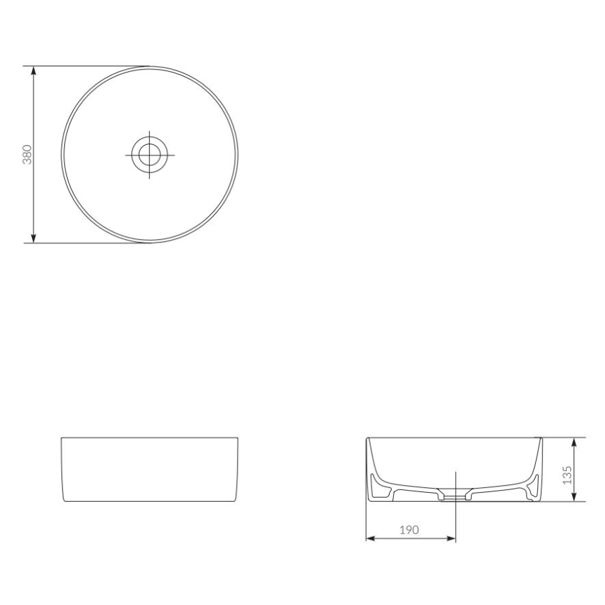 Cersanit K114-020 - Bänkskål CREA Ø 38 cm keramik/glansig vit
