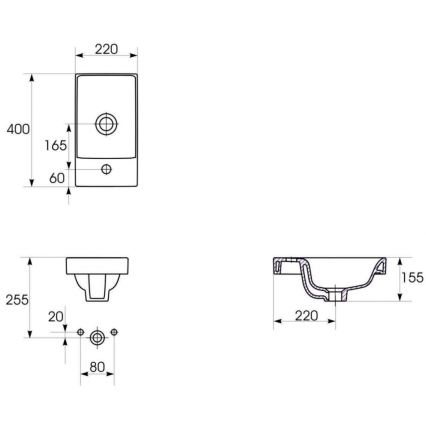 Cersanit K116-016 - Infällt tvättställ MODUO 22x40 cm keramik/blank vit