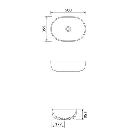 Cersanit K116-049 - Bänkskiva tvättställ MODUO 35,5x50 cm keramik/glansig vit