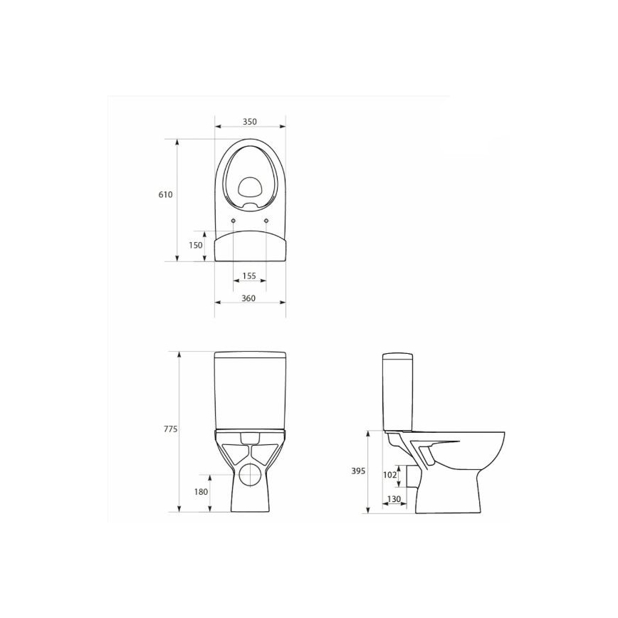 Cersanit K27-062 - Golvstående WC PARVA, keramik/vit