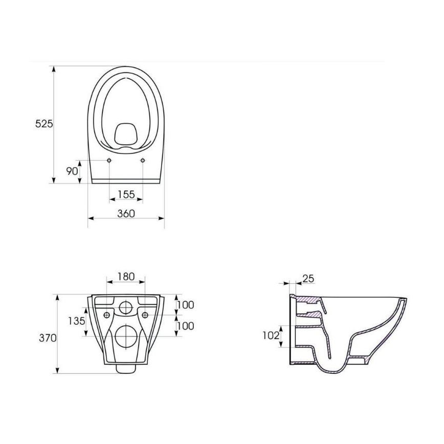 Cersanit K701-147 - Väggmonterad WC med SAVIO-sits, keramik/vit