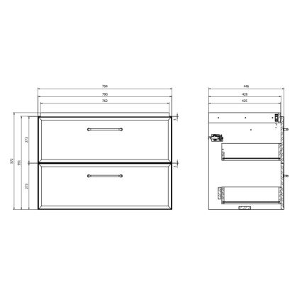 Cersanit S1017-004 - Väggmonterat underskåp för tvättställ MILLE 80x45 cm mintgrön