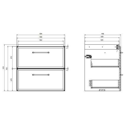 Cersanit S1021-002 - Vägghängt underskåp för handfat MILLE 60x45 cm svart