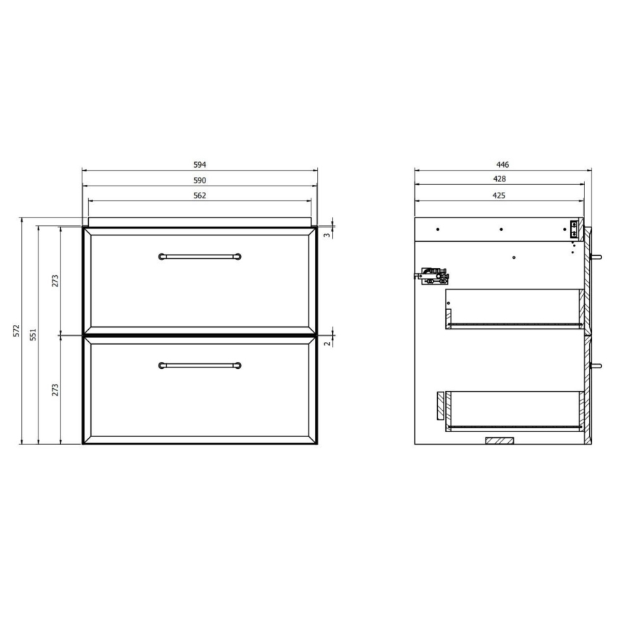 Cersanit S1021-003 - Väggmonterat tvättställsskåp MILLE 60x45 cm mintgrön