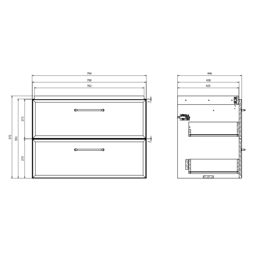 Cersanit S1021-004 - Väggmonterad badrumskommod för handfat MILLE 80x55x45 cm vit