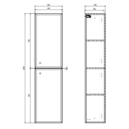 Cersanit S1021-012 - Vägghängt badrumsskåp MILLE 160x40 cm mintgrönt