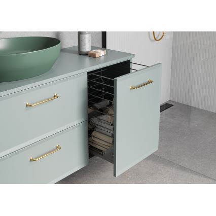Cersanit S1022-010 - Väggmonterat badrumsskåp med tvättkorg MILLE 40x55x45 cm mintgrön