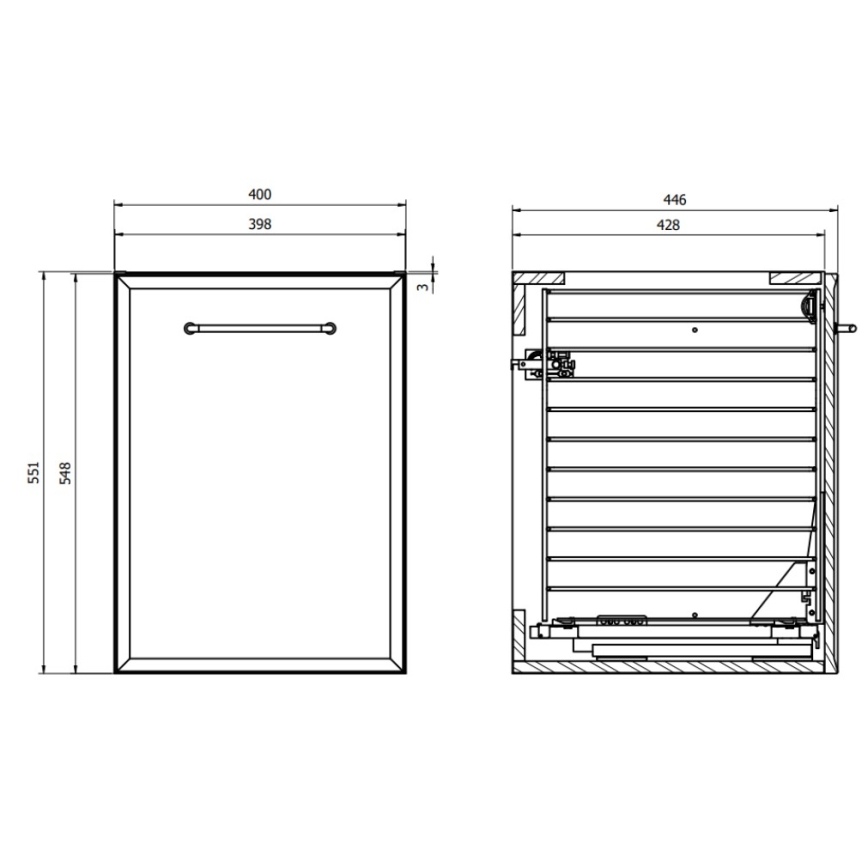 Cersanit S1022-010 - Väggmonterat badrumsskåp med inbyggd tvättkorg MILLE 40x45 cm mintgrön