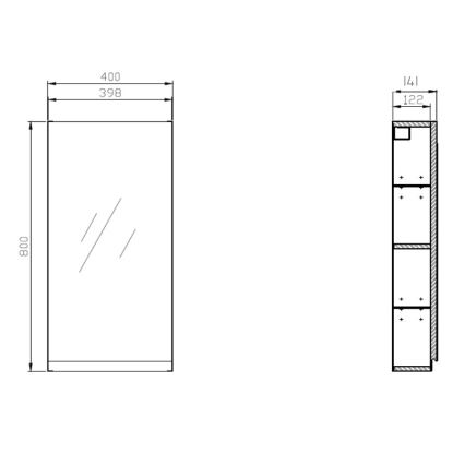 Cersanit S590-030 - Spegelbadskåp MODUO 80x40 cm