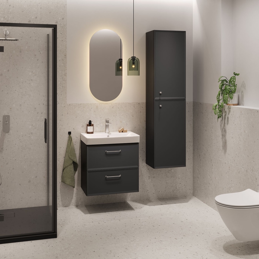 Cersanit S590-100 - Väggmonterat underskåp för handfat MILLE SLIM 60x38 cm svart