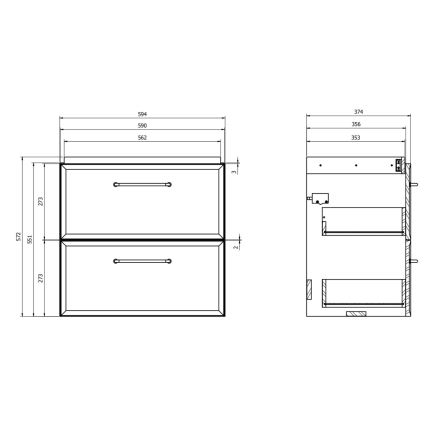 Cersanit S590-100 - Väggmonterat underskåp för handfat MILLE SLIM 60x38 cm svart