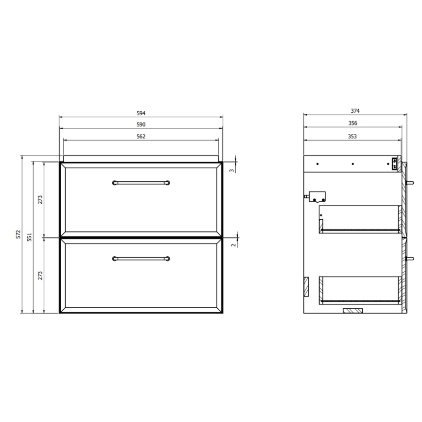 Cersanit S590-100 - Väggmonterat underskåp för handfat MILLE SLIM 60x38 cm svart