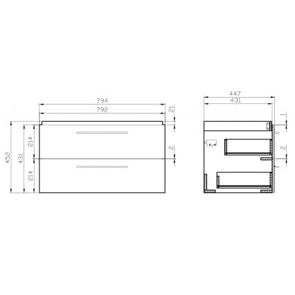 Cersanit S801-149-DSM - Vägghängt badrumsskåp med tvättställ LARA 80x45 cm vitt