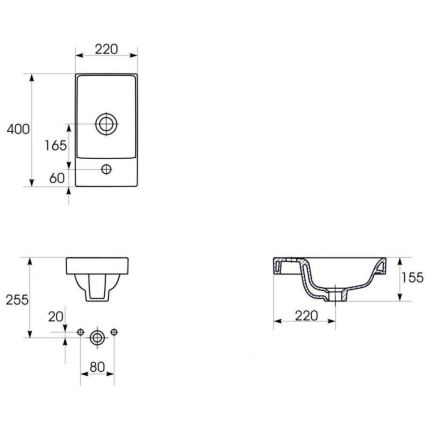 Cersanit S801-218-DSM - Vägghängd badrumskommod med tvättställ MODUO SLIM 40x22 cm högblank vit