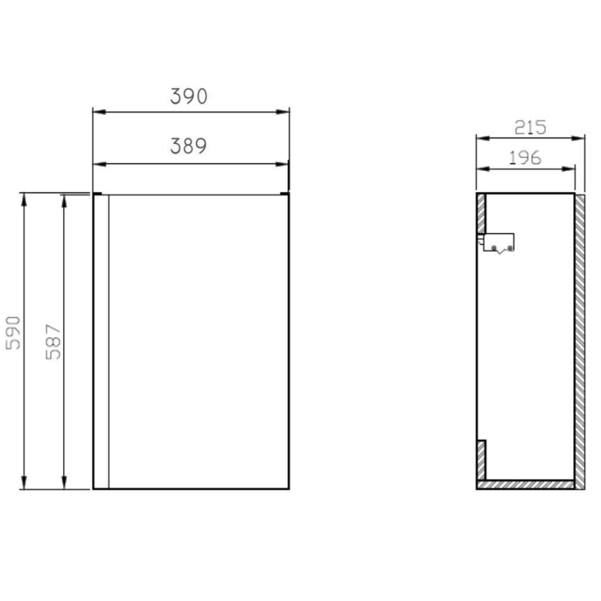Cersanit S801-218-DSM - Vägghängd badrumskommod med tvättställ MODUO SLIM 40x22 cm högblank vit