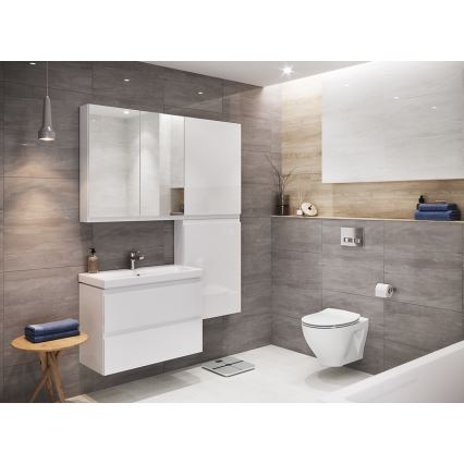 Cersanit S801-225-DSM - Vägghängt badrumsskåp med tvättställ MODUO SLIM 80x57x38 cm högblank vit