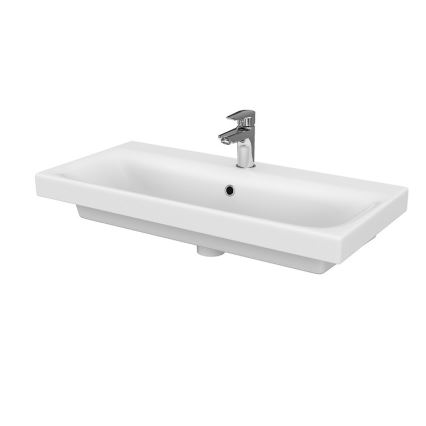 Cersanit S801-225-DSM - Vägghängt badrumsskåp med tvättställ MODUO SLIM 80x57x38 cm högblank vit