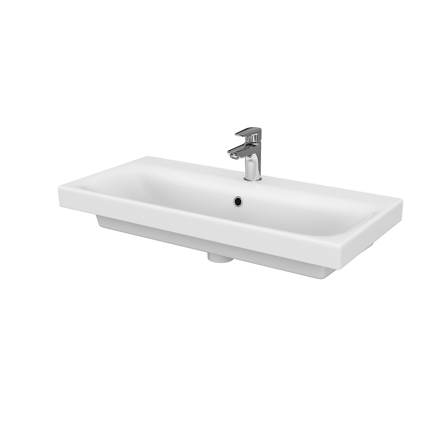 Cersanit S801-225-DSM - Vägghängt badrumsskåp med tvättställ MODUO SLIM 80x57x38 cm högblank vit