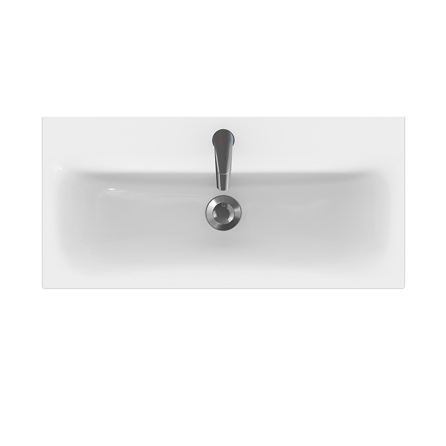 Cersanit S801-225-DSM - Vägghängt badrumsskåp med tvättställ MODUO SLIM 80x38 cm högblank vit