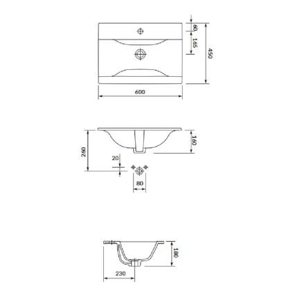 Cersanit S801-309-DSM - Vägghängt badrumsskåp med tvättställ NIKO 60x45 cm, vit
