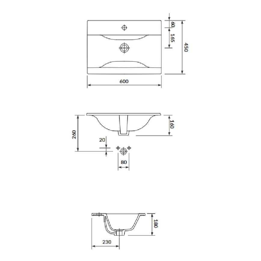 Cersanit S801-309-DSM - Vägghängt badrumsskåp med tvättställ NIKO 60x45 cm, vit