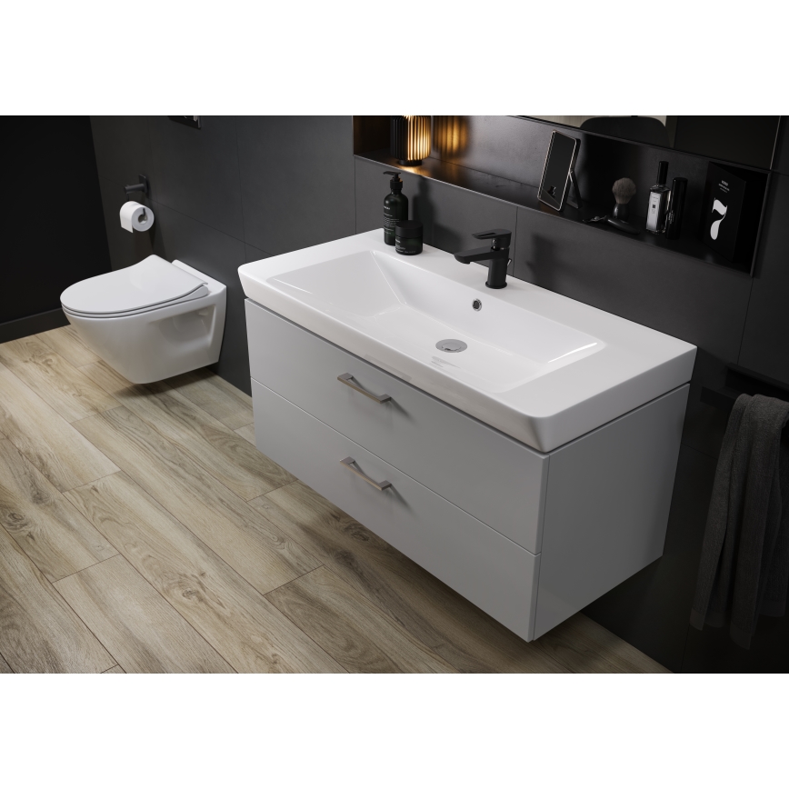 Cersanit S801-338-DSM - Vägghängd badrumskommod med tvättställ LARA 80x46x45 cm vit