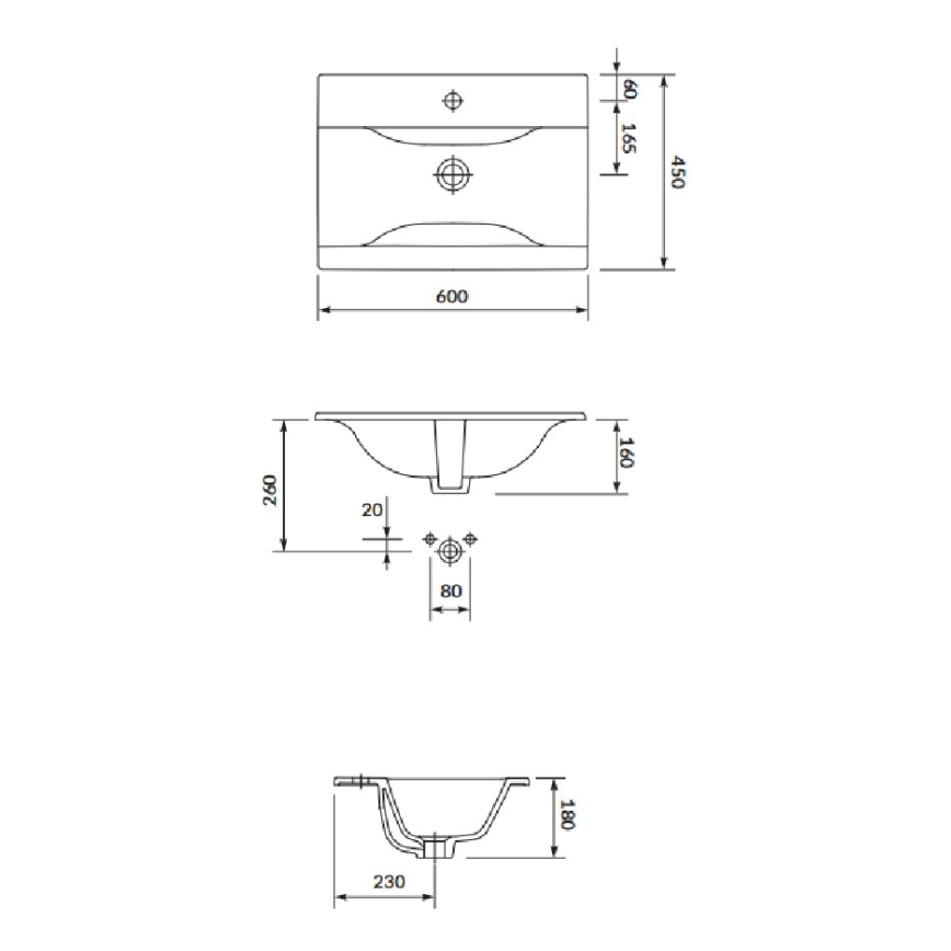 Cersanit S801-457 - Vägghängt badrumsskåp med tvättställ NIKO 60x45 cm, valnöt