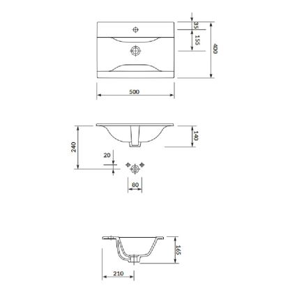 Cersanit S801-458 - Vägghängd badrumskommod NIKO med tvättställ, 50x40 cm, valnöt