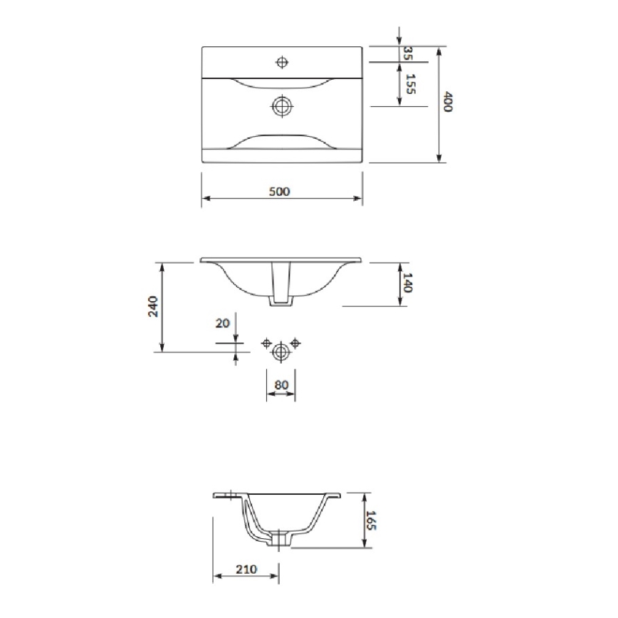 Cersanit S801-458 - Vägghängd badrumskommod NIKO med tvättställ, 50x40 cm, valnöt
